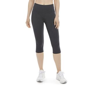 energy zone women's cotton stretch high waist crop legging, charcoal heather, x-large