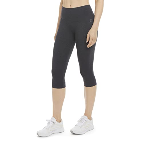 Energy Zone Women's Cotton Stretch High Waist Crop Legging, Charcoal Heather, X-Large