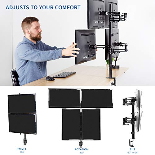 VIVO Full Motion Aluminum 17 to 32 inch Quad Monitor Desk Mount Stand with Articulating Arm Joints, Fits 4 Screens, Max VESA 100x100, STAND-V104Y