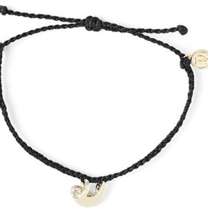 Pura Vida Gold Sloth Charity Wildlife Bracelet - 100% Waterproof, Adjustable Band - Coated Charm, Black