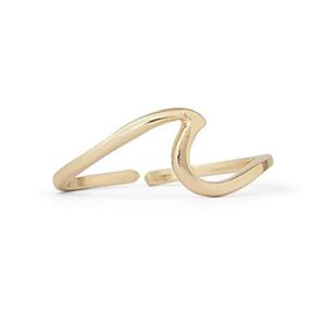 pura vida gold-plated wave toe ring - brass base design - adjustable open ends, one size