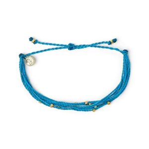 pura vida original rose gold malibu bracelet - 100% waterproof, adjustable band - coated brand charm, blue
