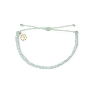 pura vida cool shoreline mini braided bracelet - 100% waterproof, adjustable band - coated brand charm, blue