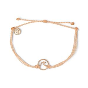 pura vida rose gold wave og bracelet - plated charm, adjustable band - 100% waterproof (rose gold blush)