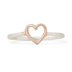 pura vida silver-plated open heart ring - .925 sterling silver band - size 7
