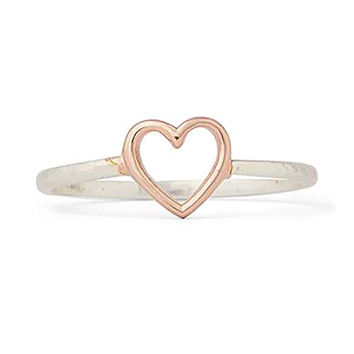 Pura Vida Silver-Plated Open Heart Ring - .925 Sterling Silver Band - Size 7