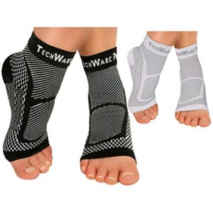 techware pro compression sock sleeve 2 pr bundle black & white l/xl