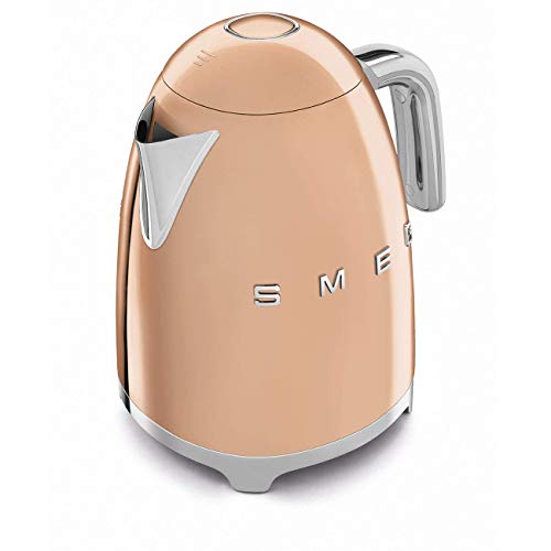 Smeg KLF03RGUS 50's Retro Style Aesthetic Electric Kettle with Embossed Logo, Rose Gold