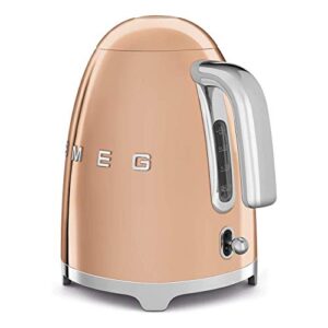 Smeg KLF03RGUS 50's Retro Style Aesthetic Electric Kettle with Embossed Logo, Rose Gold