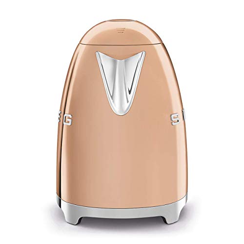 Smeg KLF03RGUS 50's Retro Style Aesthetic Electric Kettle with Embossed Logo, Rose Gold