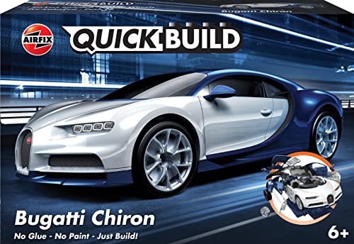 Airfix Quickbuild Bugatti Chiron Brick Building Plastic Model Kit Car J6044,Blue