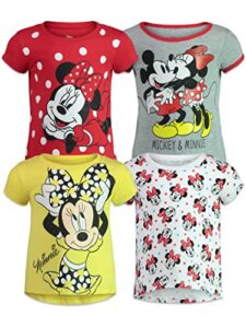 disney mickey mouse minnie mouse little girls 4 pack graphic t-shirts 7-8