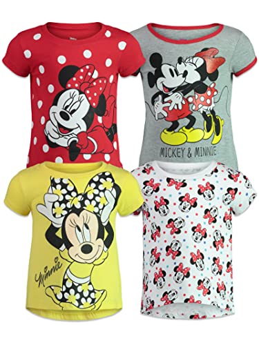 Disney Mickey Mouse Minnie Mouse Little Girls 4 Pack Graphic T-Shirts 7-8