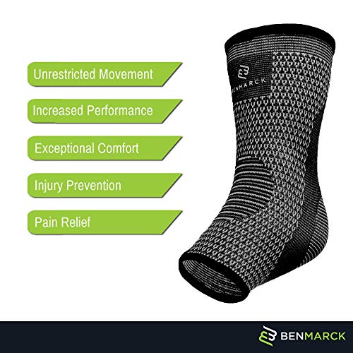 Benmarck Achilles Tendon Support Brace, Plantar Fasciitis Sock, Ankle Compression Sleeve For Running, Tendonitis and Flat Feet Relief (Gray Black, Unisize)