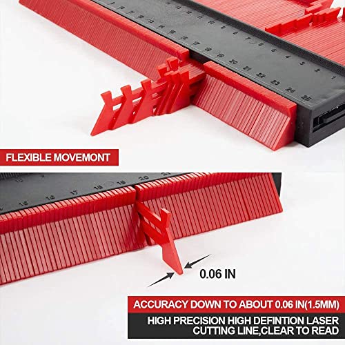 2 Pieces Widen Contour Gauge - 10'' and 5'' Contour Gauge Profile Tool - New Metric and Imperial Marked Precise Contour Gauge - Contour Gauge Duplicator for Winding Pipes, Vinyl Flooring & Car Bodies