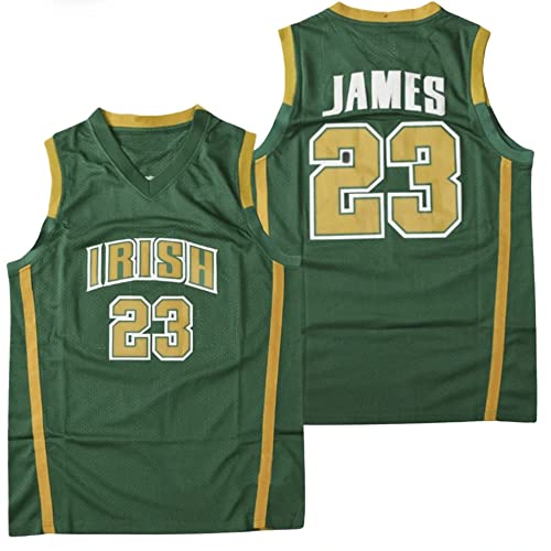 Custom Men's Lebron #23 High School Basketball Jersey Men (Green,L)