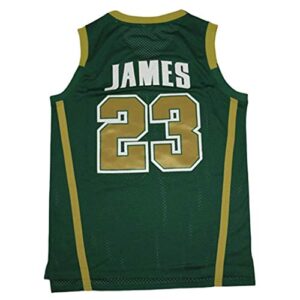 Custom Men's Lebron #23 High School Basketball Jersey Men (Green,L)