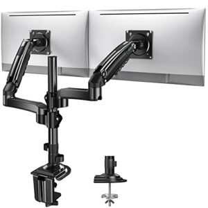 huanuo 13-32 inch dual monitor stand, gas spring dual monitor mount, monitor stand 2 monitors, ergonomic adjustable tilt/swivel/rotate, weight max 20 lbs, vesa 75/100mm
