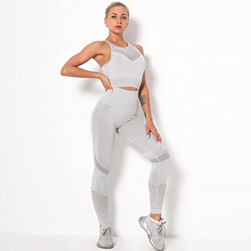 Redqenting High Waisted Leggings for Women Workout Seamless Leggings Yoga Pants Sweat Proof Tummy Control Tights Grey