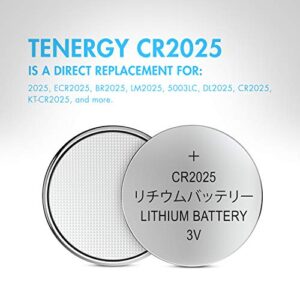 Tenergy CR2025 3V Lithium Button Coin Cell Batteries, Ideal for Key Fob Battery cr2025, Watches, Calculators, Thermometers, Glucometers, and More, 10 Pack