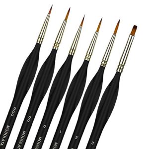 detail model paint brushes set - 6 pieces miniature painting brushes for acrylic, watercolor - airplane kits, ceramic, plastic model, warhammer 40k