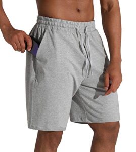 men's lounge shorts with deep pockets loose-fit cotton jersey shorts for running,workout,training, basketball (605 grey, small)