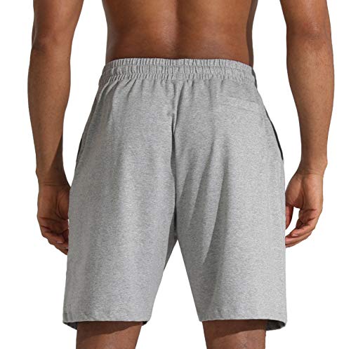 Men's Lounge Shorts with Deep Pockets Loose-fit Cotton Jersey Shorts for Running,Workout,Training, Basketball (605 Grey, Small)