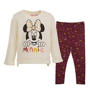 disney minnie mouse little girls sweatshirt and leggings outfit set white 7-8