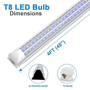 SHOPLED LED Shop Light 4FT, 45W 5850LM 6000K Cool White, Linkable T8 LED Light Fixtures, D-Shaped T8 LED Tube Lights, High Output, Clear Cover, 4 Foot LED Shop Lights for Garage, 4 Pack