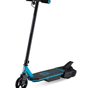 Mongoose React E1 Electric Kids Scooter, Boys & Girls Ages 8+ Max Rider Weight Up to 120lbs, Top Speed of 6MPH, Aluminum Handlebars and Frame, Rear Foot Brake, Battery and Charger Included, Blue/Black