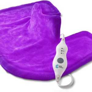 Cure Choice® Electric Heating Pad for Neck and Shoulder Pain Relief, Soft Micromink Neck Heating pad for Neck Pain, Heated Neck Wrap with 4 Heat Settings, Auto Shut Off, Machine Washable (Purple)