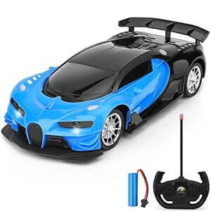 GaHoo Remote Control Car for Kids - 1/16 Scale Electric Remote Toy Racing, with Led Lights Rechargeable High-Speed Hobby Toy Vehicle, RC Car Gifts for Age 3 4 5 6 7 8 9 Year Old Boys Girls (Blue)