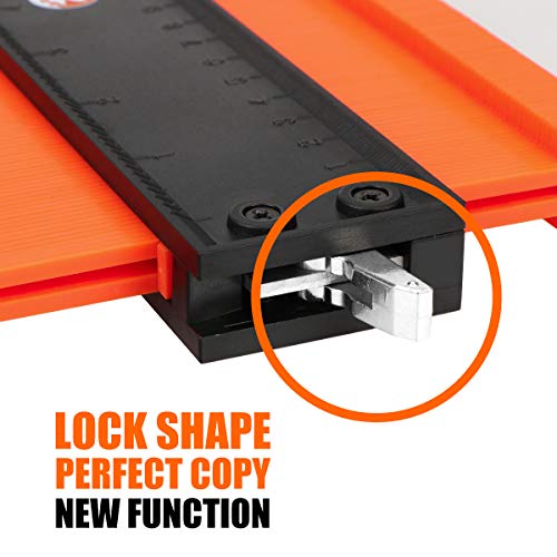 Saker Contour Duplication Gauge-Adjustable Lock -Precisely Copy Irregular Shape -Irregular Welding Woodworking Tracing - Must Have Tool for DIY Handyman, Construction(10 Inch+5 Inch) (ORANGE)