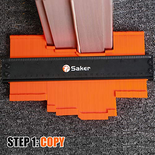 Saker Contour Duplication Gauge-Adjustable Lock -Precisely Copy Irregular Shape -Irregular Welding Woodworking Tracing - Must Have Tool for DIY Handyman, Construction(10 Inch+5 Inch) (ORANGE)