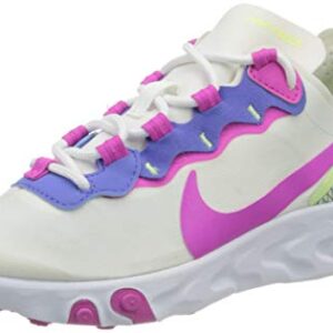 Nike Girls Race Running Shoe, White Fire Pink Sapphire Barely Volt, 3.5 Big Kid