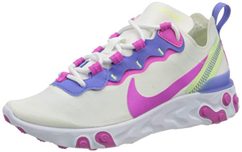 Nike Girls Race Running Shoe, White Fire Pink Sapphire Barely Volt, 3.5 Big Kid