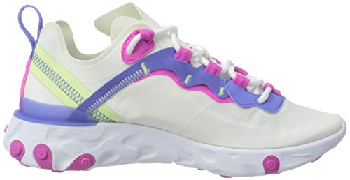 Nike Girls Race Running Shoe, White Fire Pink Sapphire Barely Volt, 3.5 Big Kid