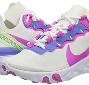 Nike Girls Race Running Shoe, White Fire Pink Sapphire Barely Volt, 3.5 Big Kid