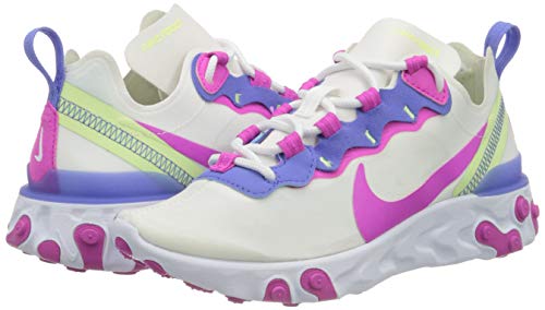 Nike Girls Race Running Shoe, White Fire Pink Sapphire Barely Volt, 3.5 Big Kid