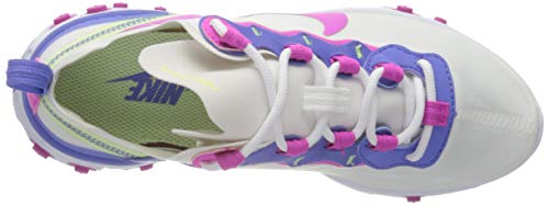 Nike Girls Race Running Shoe, White Fire Pink Sapphire Barely Volt, 3.5 Big Kid