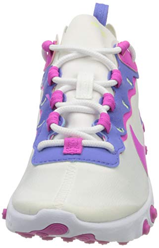 Nike Girls Race Running Shoe, White Fire Pink Sapphire Barely Volt, 3.5 Big Kid