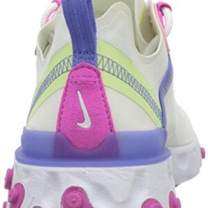 Nike Girls Race Running Shoe, White Fire Pink Sapphire Barely Volt, 3.5 Big Kid