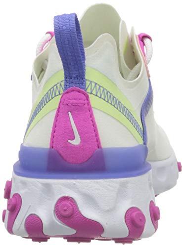 Nike Girls Race Running Shoe, White Fire Pink Sapphire Barely Volt, 3.5 Big Kid