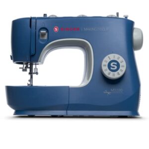 singer making the cut sewing machine with 97 stitch applications & accessory kit m3330, simple & easy to use, perfect for beginners, blue.