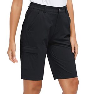 libin women's lightweight hiking shorts quick dry cargo shorts summer travel golf shorts outdoor water resistant black s