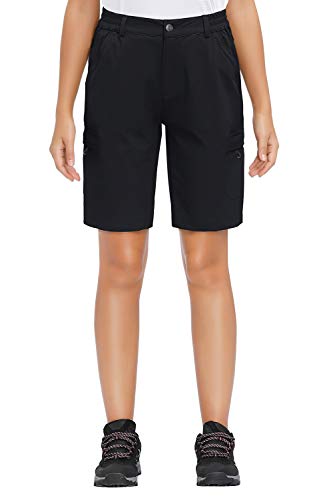 Libin Women's Lightweight Hiking Shorts Quick Dry Cargo Shorts Summer Travel Golf Shorts Outdoor Water Resistant Black S