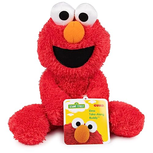 GUND Sesame Street Official Elmo Take Along Buddy Plush, Premium Plush Toy for Ages 1 & Up, Red, 13”