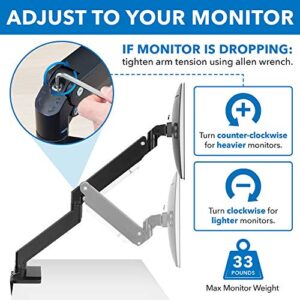 MOUNT-IT! Heavy Duty Dual Monitor Desk Mount with USB 3.0 Ports | 33 lbs Capacity Per Arm | Adjustable Gas Spring, Double Arms for Computer Monitors, Full Motion Articulating, VESA (17-35 inches)