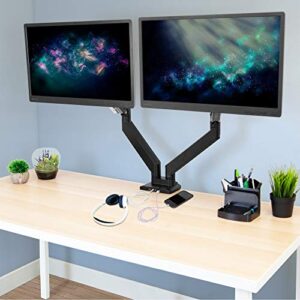 MOUNT-IT! Heavy Duty Dual Monitor Desk Mount with USB 3.0 Ports | 33 lbs Capacity Per Arm | Adjustable Gas Spring, Double Arms for Computer Monitors, Full Motion Articulating, VESA (17-35 inches)