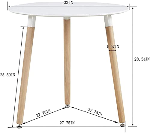 GreenForest Dining Table White Modern Round Table and Acrylic Ghost Dining Chairs Set of 4, Clear Dining Chairs with Crystal Transparent Seat